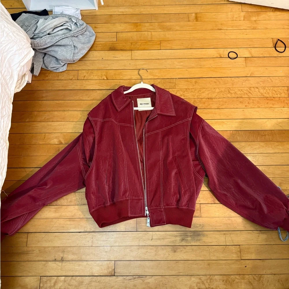 The Row Women's Deep Red Bomber Jacket - Picture 3 of 3
